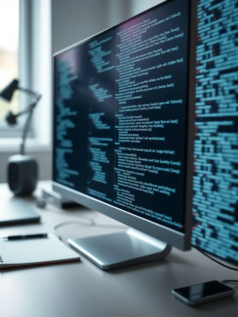 An abstract image showing lines of code being analyzed by an AI interface, symbolizing vulnerability analysis for Sevenfaith 2.0.